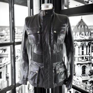 Belstaff Leather Long Brian Fashion Jacket Blouson Size 42 Made in Italy